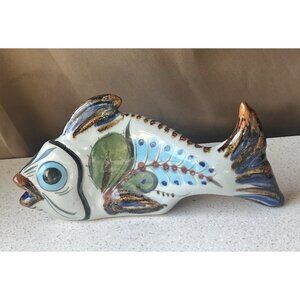 Ken Edwards Tonala Fish Mexican Folk Art Ceramic Marked Sculpture Gift Decor